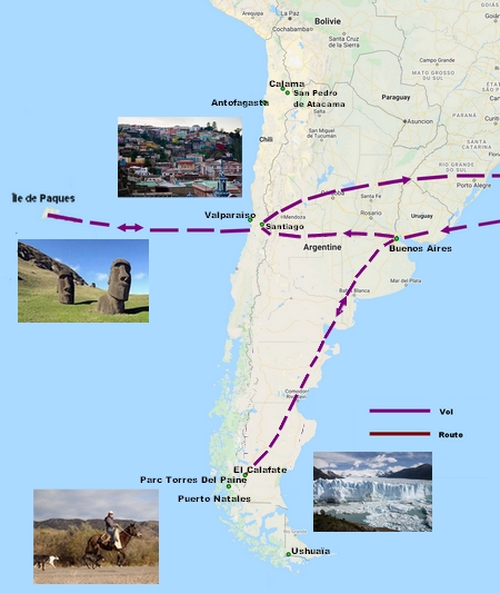 Itinéraire Patagonie et Rapa Nui