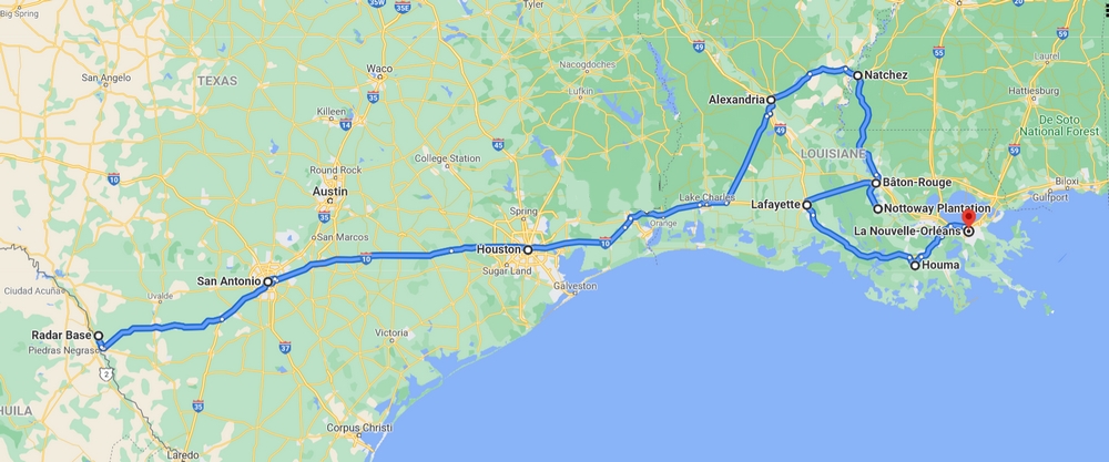 Itinéraire Texas et Louisiane